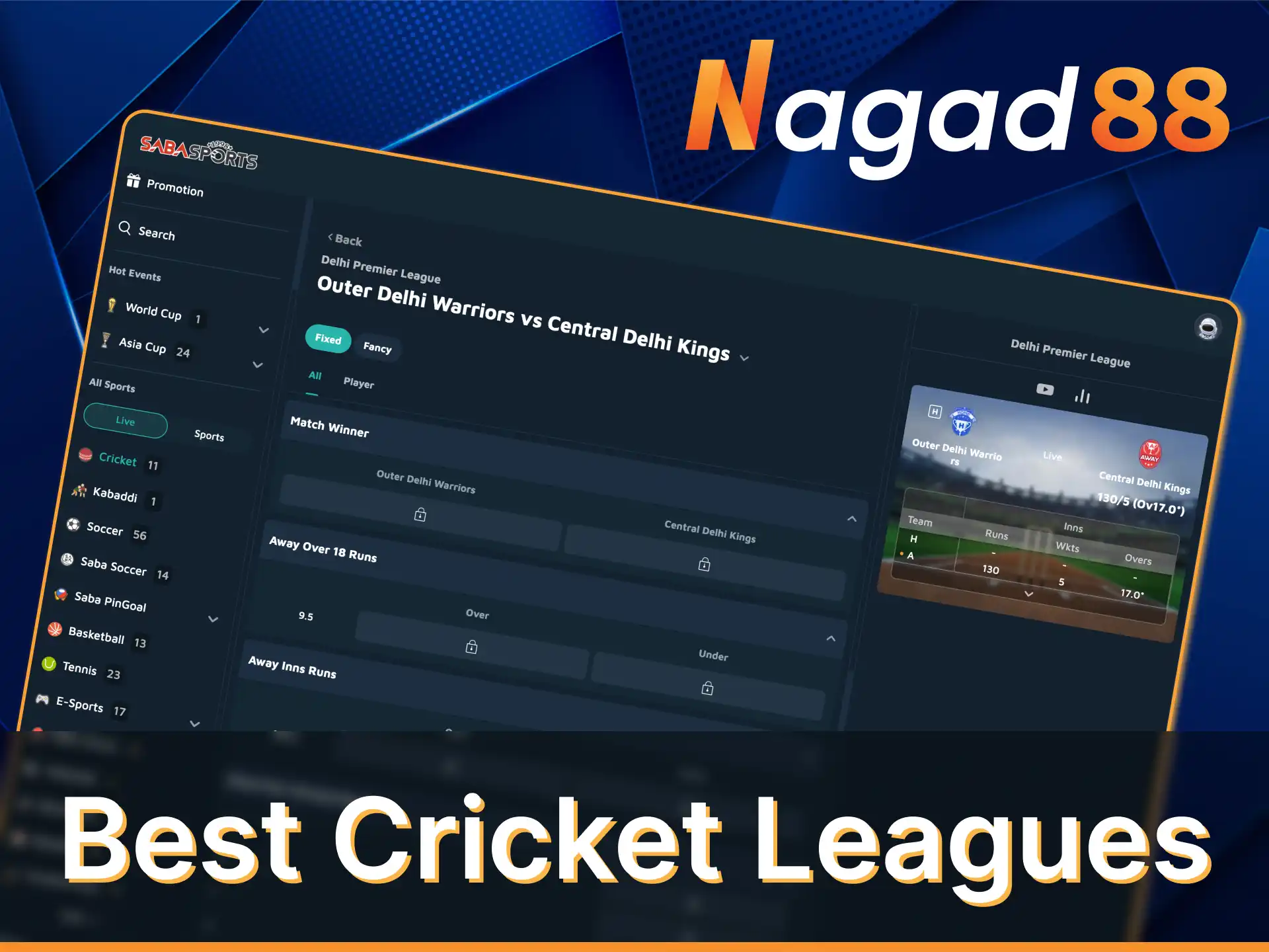 Nagad88 offers betting on a multitude of cricket events.