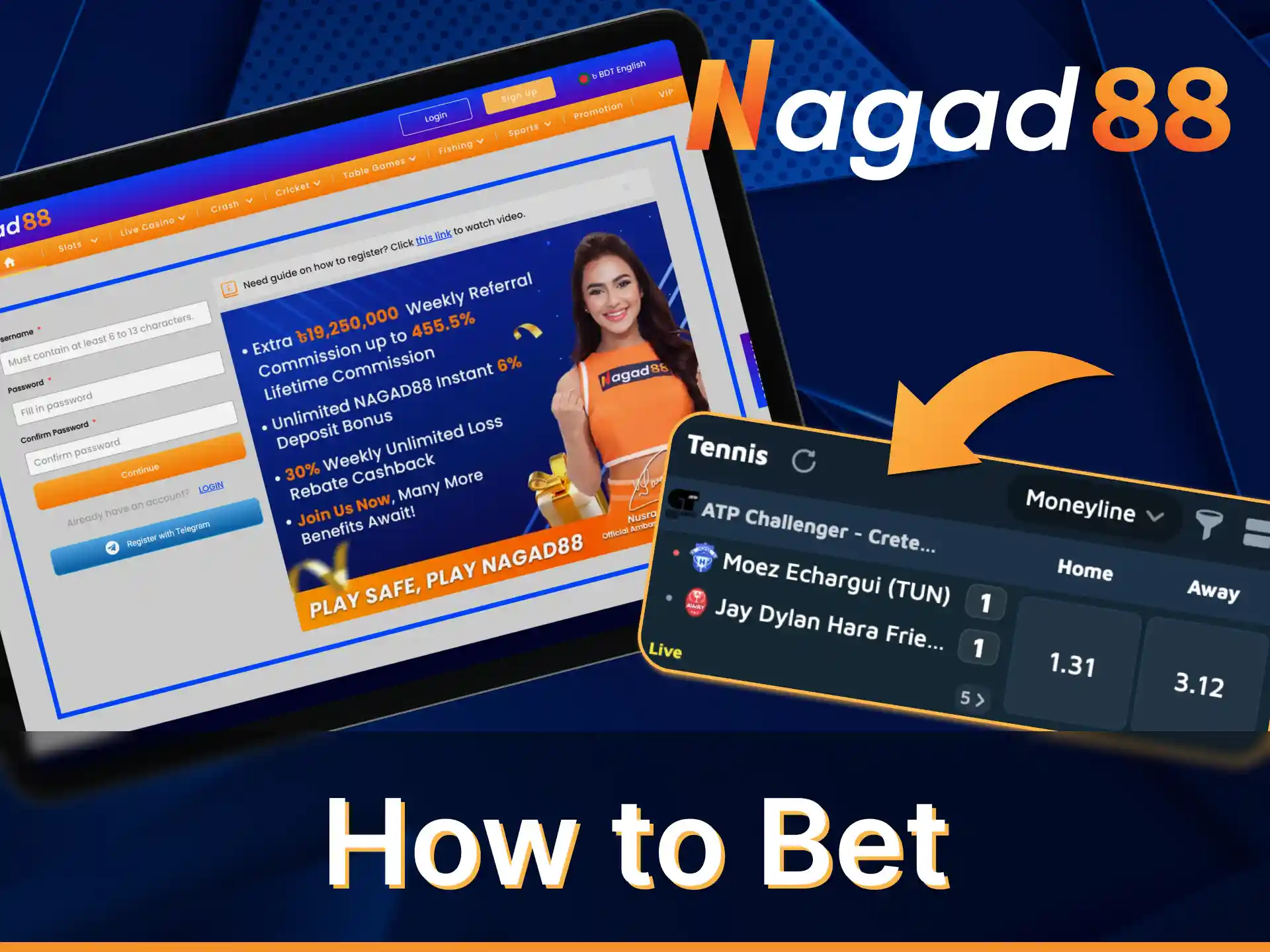 Start using Nagad88 services for tennis betting.