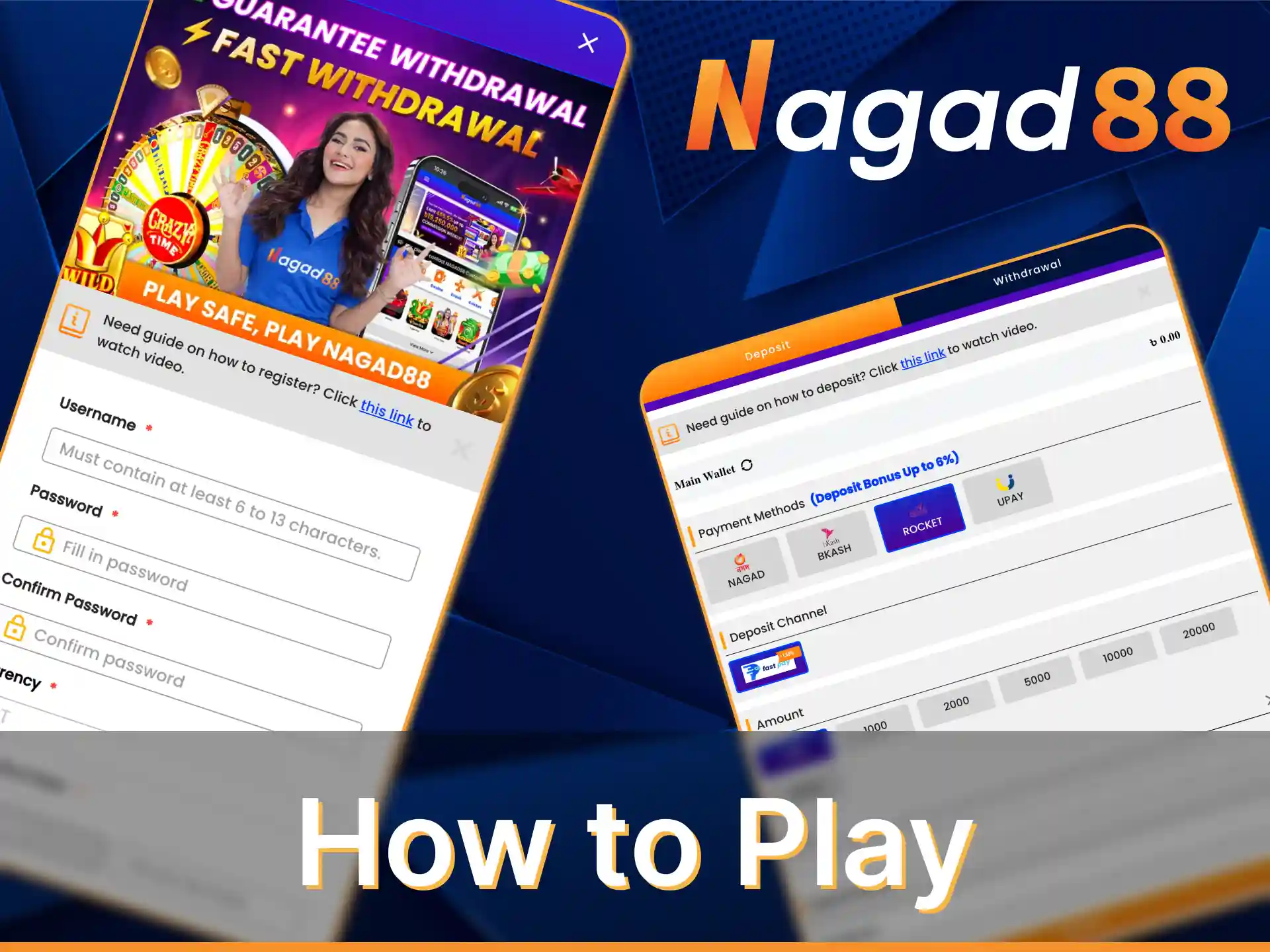 Register to start playing at Nagad88 slots.